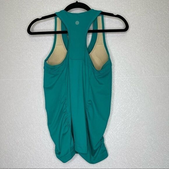 𝅺athleta Racerback Ruched Athletic Tank with Built in Bra Teal 34C - Picture 7 of 7